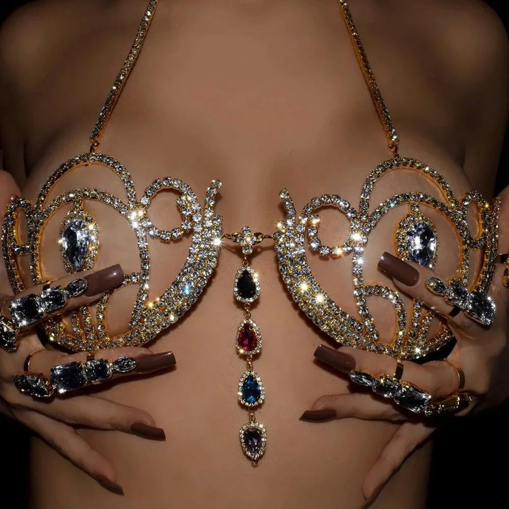 Body Jewelry Retainers - Luksusowa biustonosz Bikini z kryształu górskiego