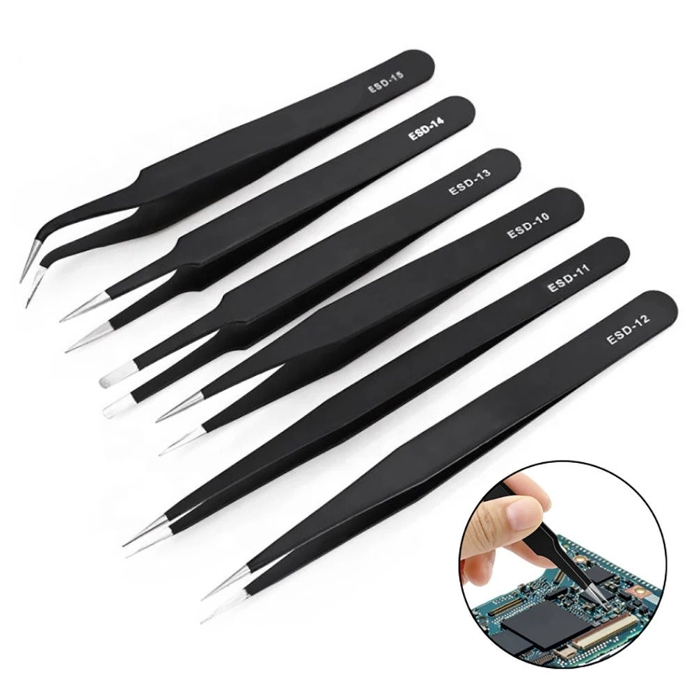 Body Jewelry Tool - 6 szt. Antystatyczne precyzyjne pęsety ESD
