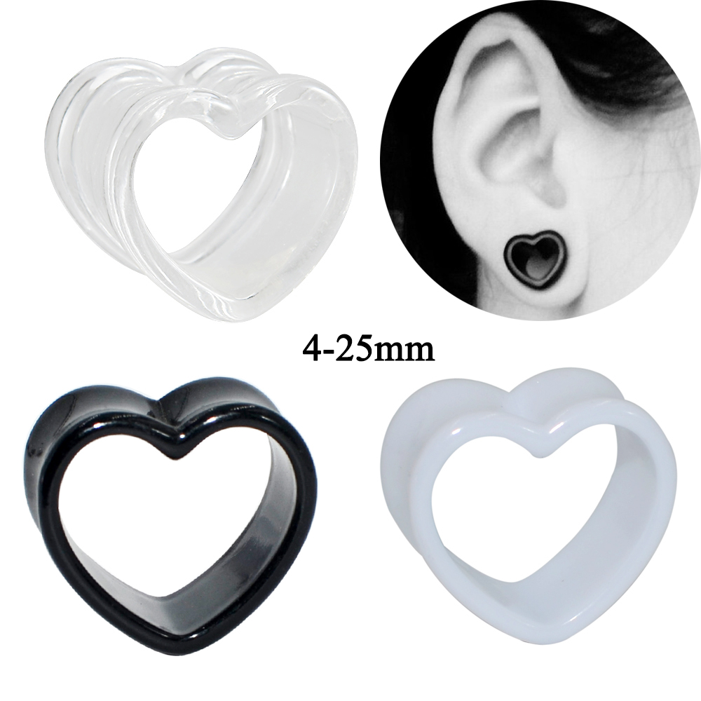 Body Jewelry Ear Gauges - Akrylowa miłość czarny biały w kształcie