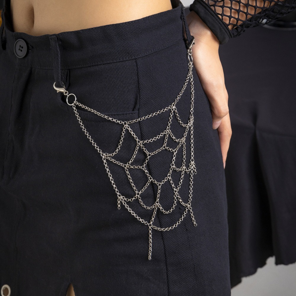 Body Jewelry Men - Gotycki Punk Srebrny Łańcuszek do Spodni