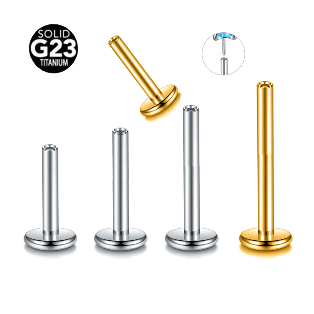 Flat Back Labret Stud - 10szt/Lot ASTM F136 G23 Titanium Threadless