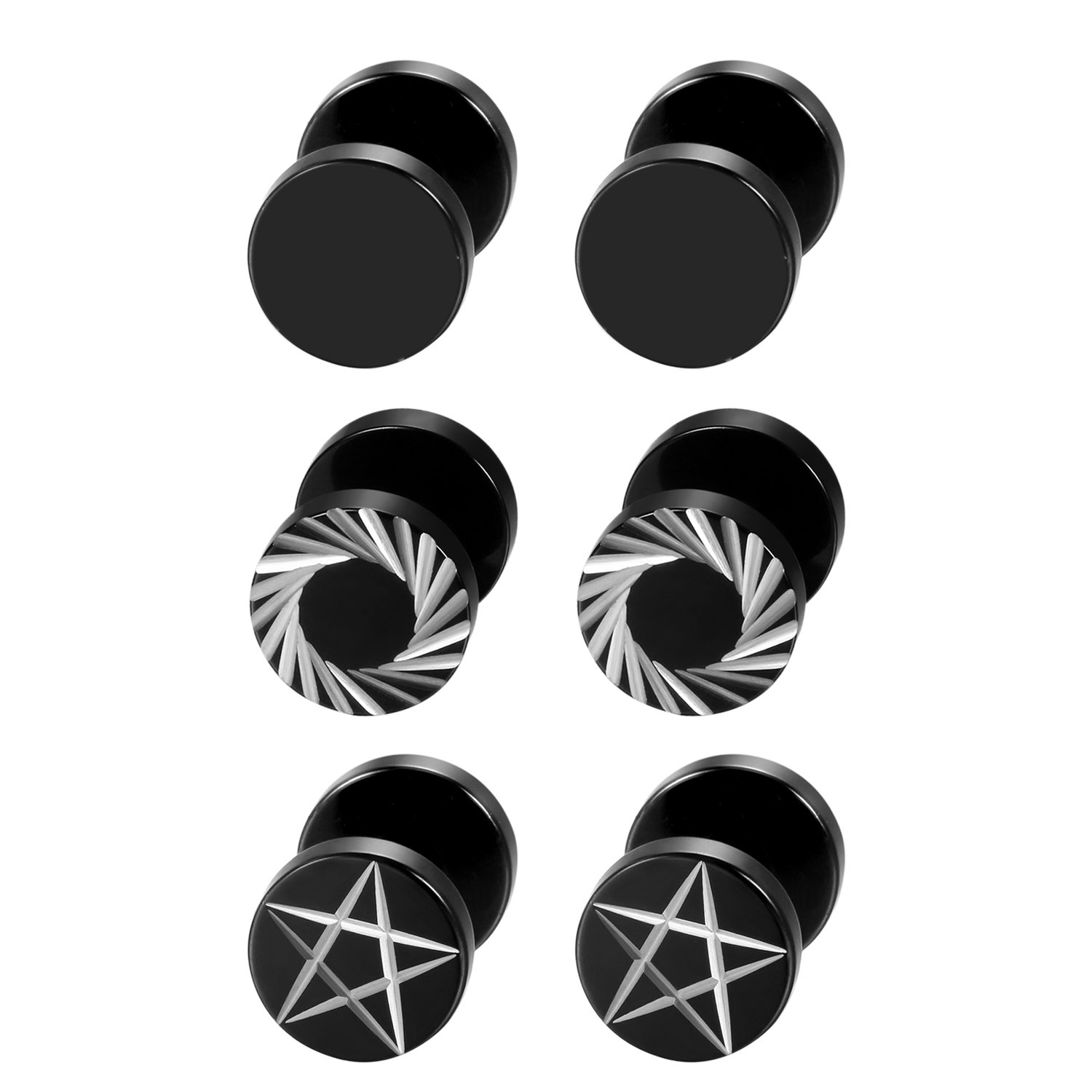 Body Jewelry Ear Gauges - 2 sztuk/6 sztuk czarne stal nierdzewna
