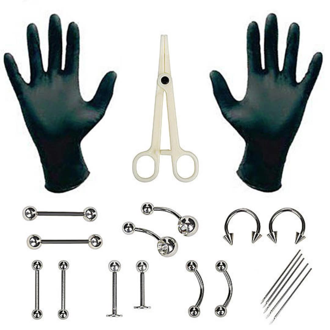 Body Jewelry Kit - 1 zestaw jednorazowe profesjonalne narzędzie do