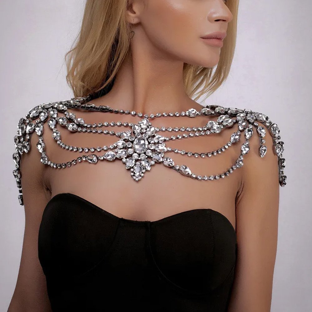 Body Jewelry Retainers - Boho kryształowy ślubny łańcuszek na ramię