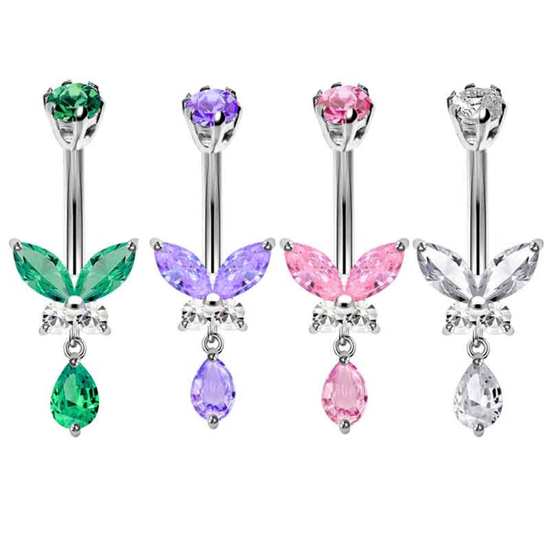 Body Jewelry Co - 14G wiszące motylkowe pierścienie na brzuch