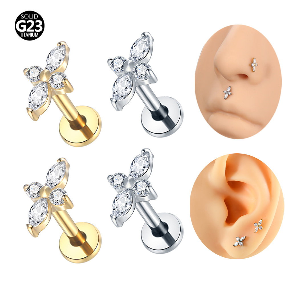 Flat Back Labret Stud - 1 szt. Tytanowy Labret G23 do