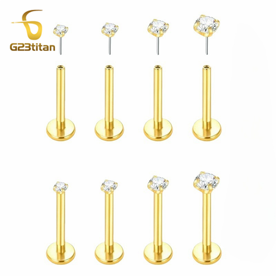 Flat Back Labret Stud - 2 szt. Tytanowe kolczyki typu push-in