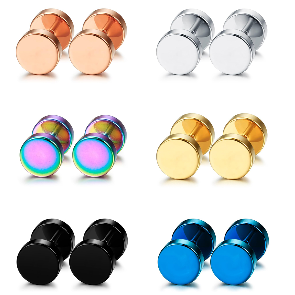 Body Jewelry Ear Gauges - 1 para/6 par sztyfty ze stali