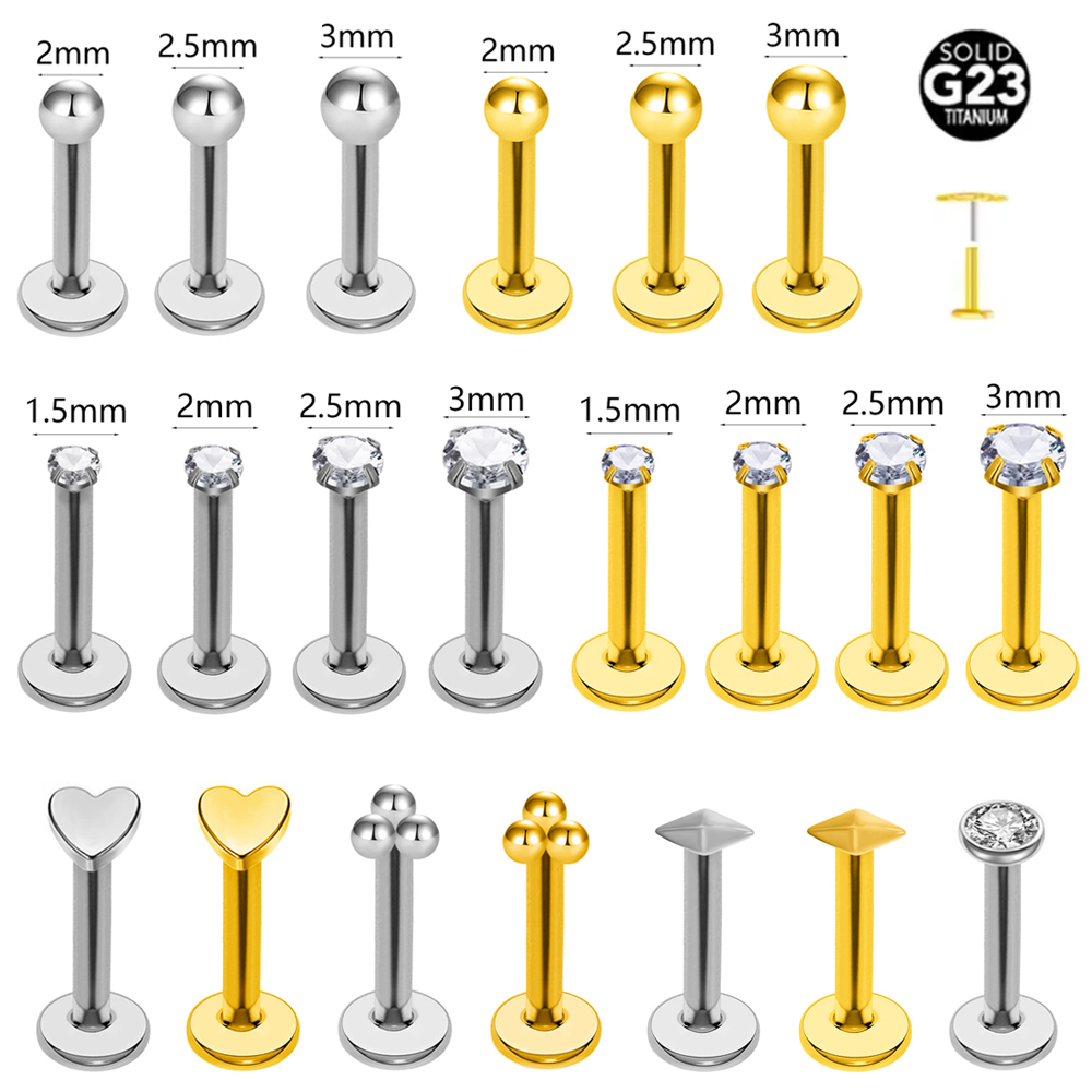 Flat Back Labret Stud - ASTM F136 G23 Tytan Kula Tragus