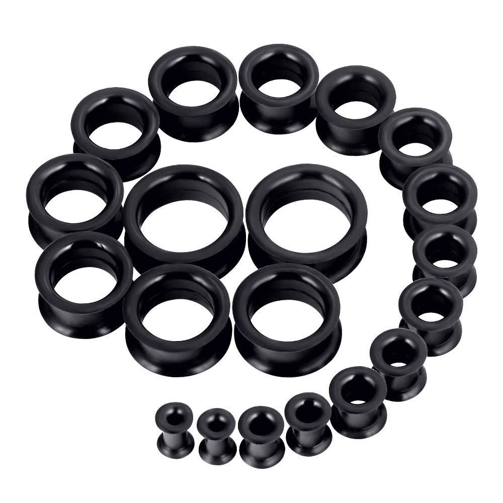 Body Jewelry Ear Gauges - Para Supersize elastyczny czarny kolor silikonowy