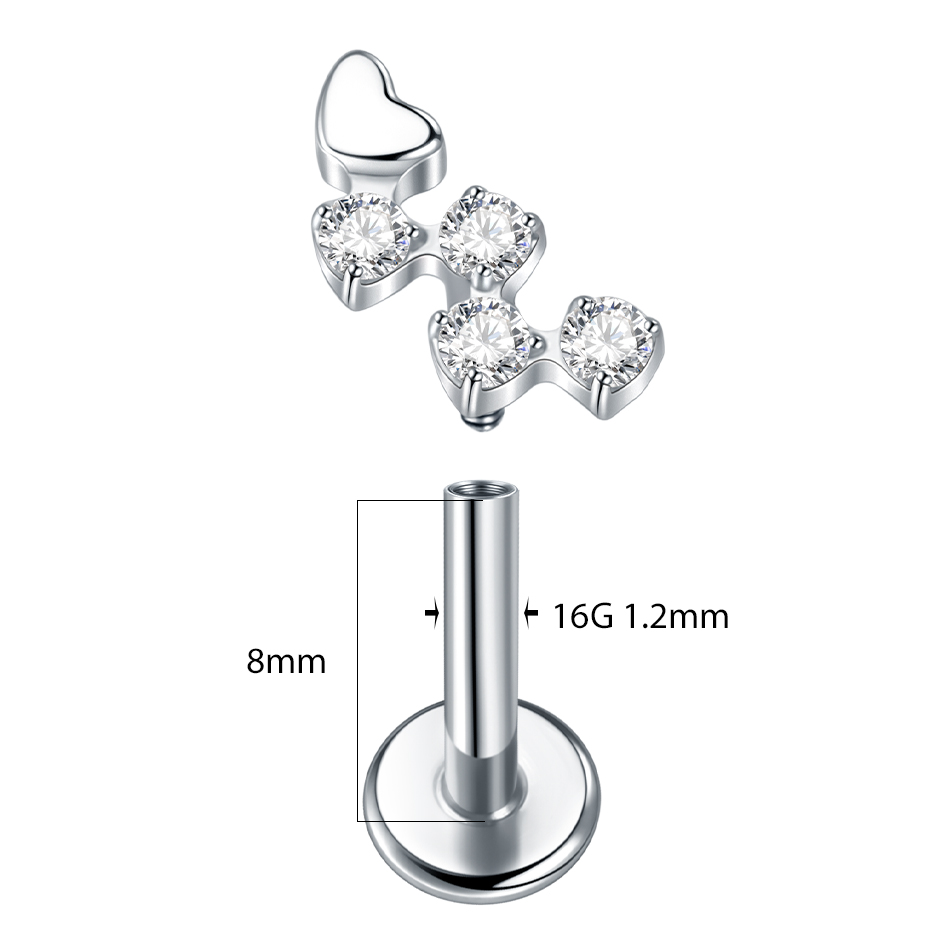 1Pc tytanowy kwiat cyrkon Labr – Flat Back Labret Stud recenzja i cena