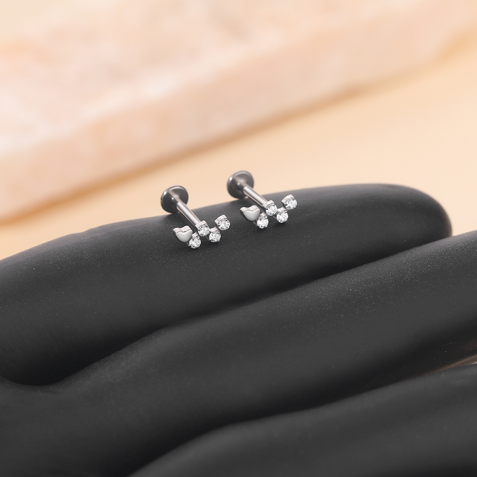 1Pc tytanowy kwiat cyrkon Labr – Flat Back Labret Stud recenzja i cena