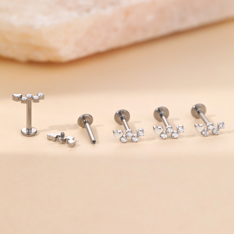 1Pc tytanowy kwiat cyrkon Labr – Flat Back Labret Stud recenzja i cena