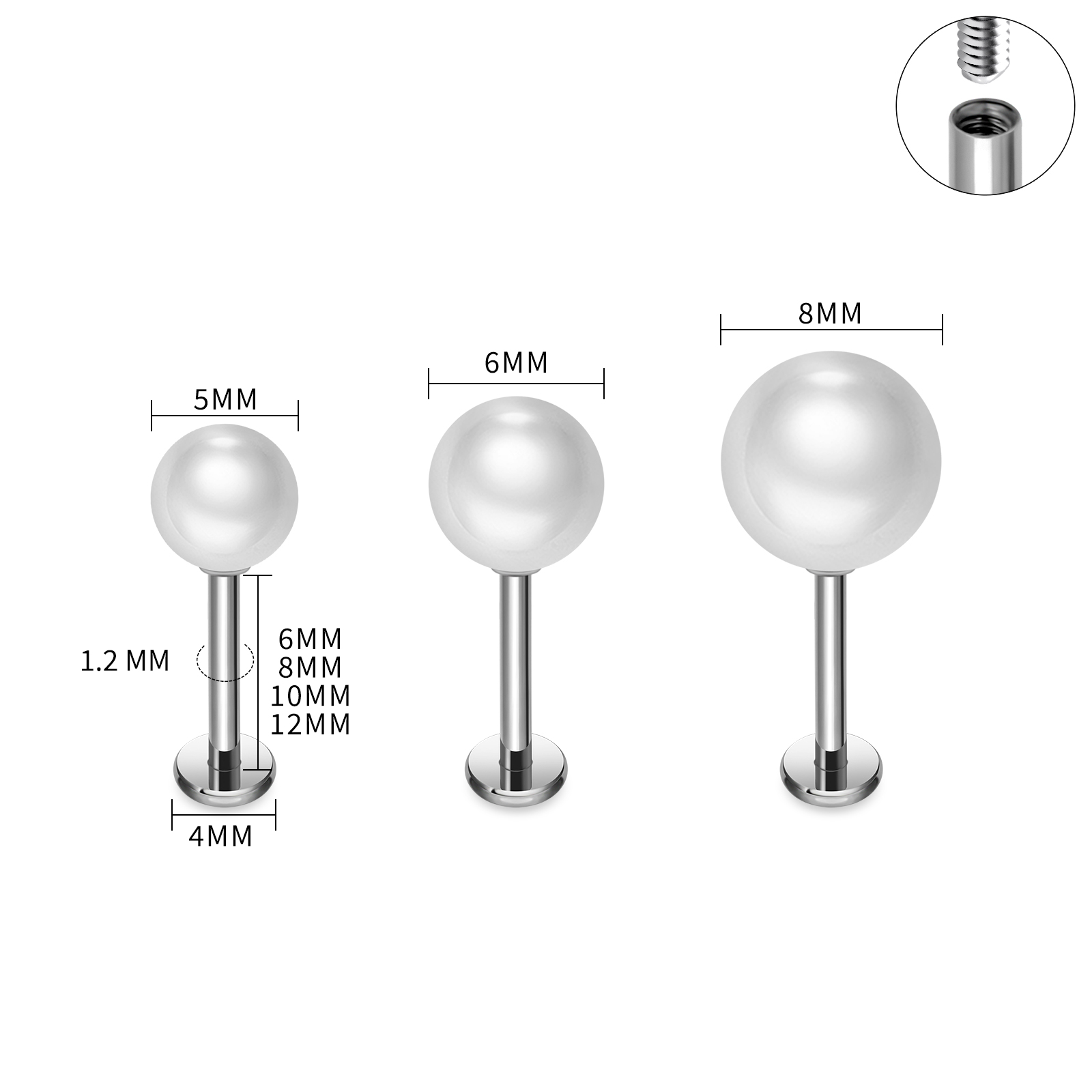 Kolczyki z tytanu ASTM F136 w  – Flat Back Labret Stud recenzja i cena