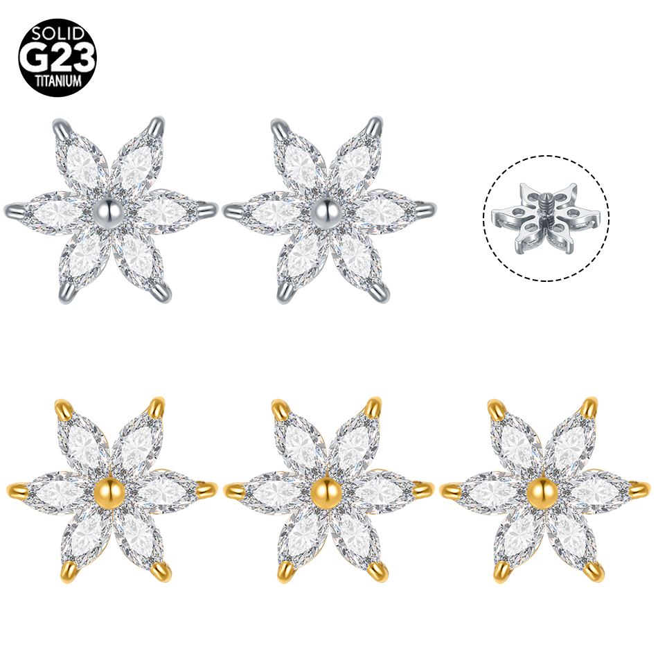 1/5PCS Titanium Crystal Flower – Body Jewelry Dermal recenzja i cena