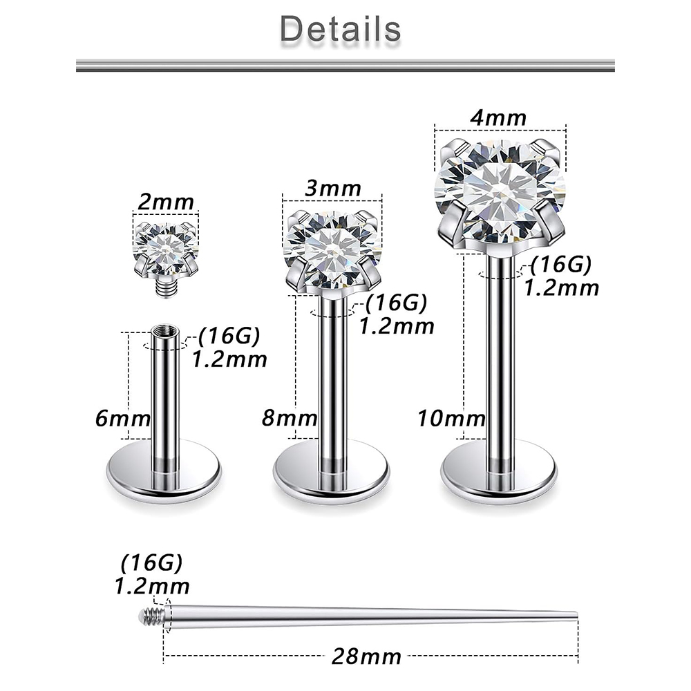 13 PCS Labret Piercing Set Sur – Flat Back Labret Stud recenzja i cena