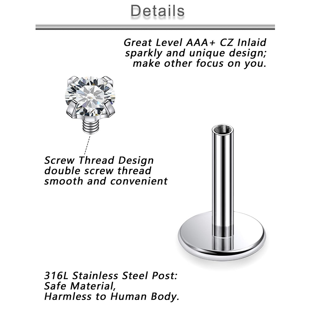 13 PCS Labret Piercing Set Sur – Flat Back Labret Stud recenzja i cena