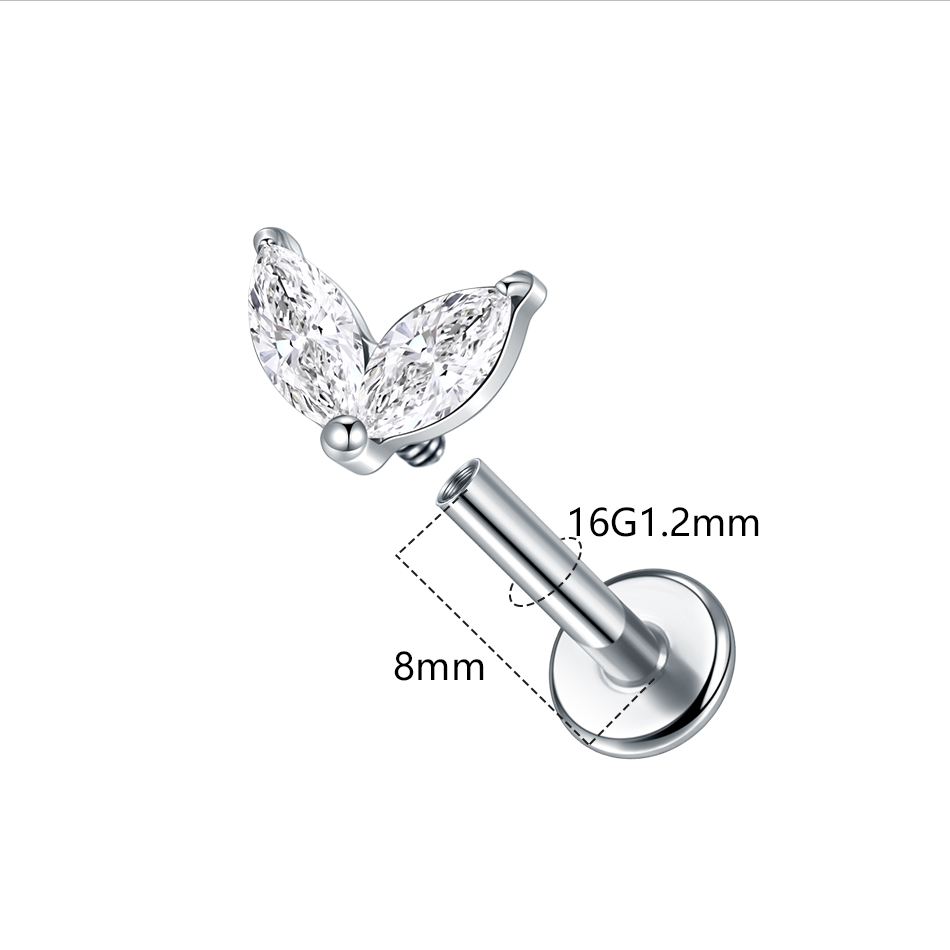 1 szt. Tytanowy Biało-Zielony  – Flat Back Labret Stud recenzja i cena