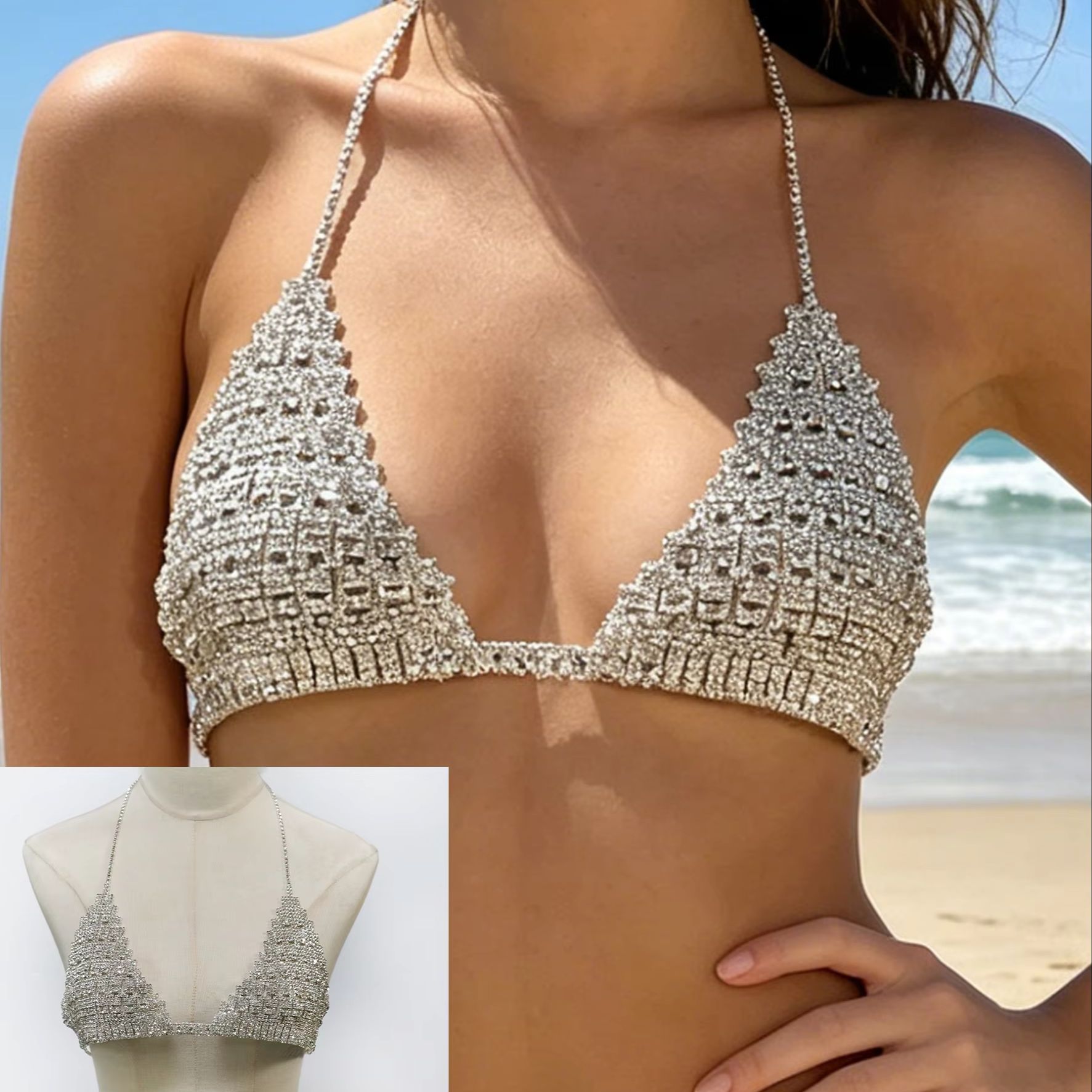 1 szt. Modny, luksusowy łańcus – Body Jewelry Chest recenzja i cena