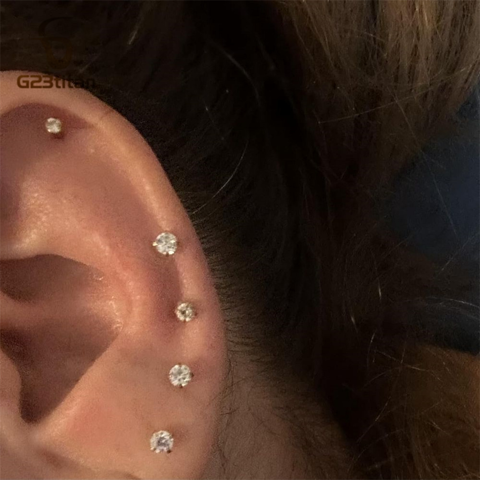 2 szt. Tytanowe kolczyki typu  – Flat Back Labret Stud recenzja i cena
