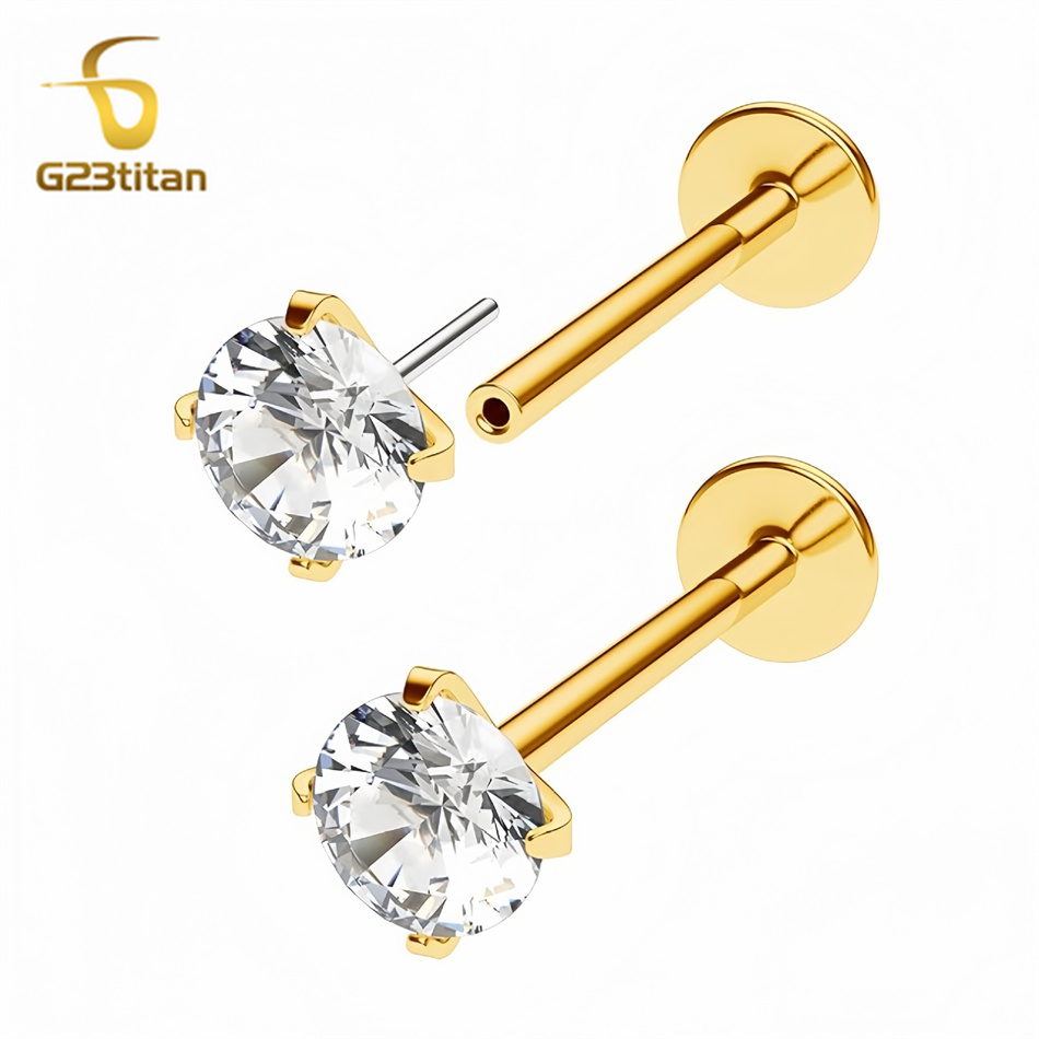 2 szt. Tytanowe kolczyki typu  – Flat Back Labret Stud recenzja i cena