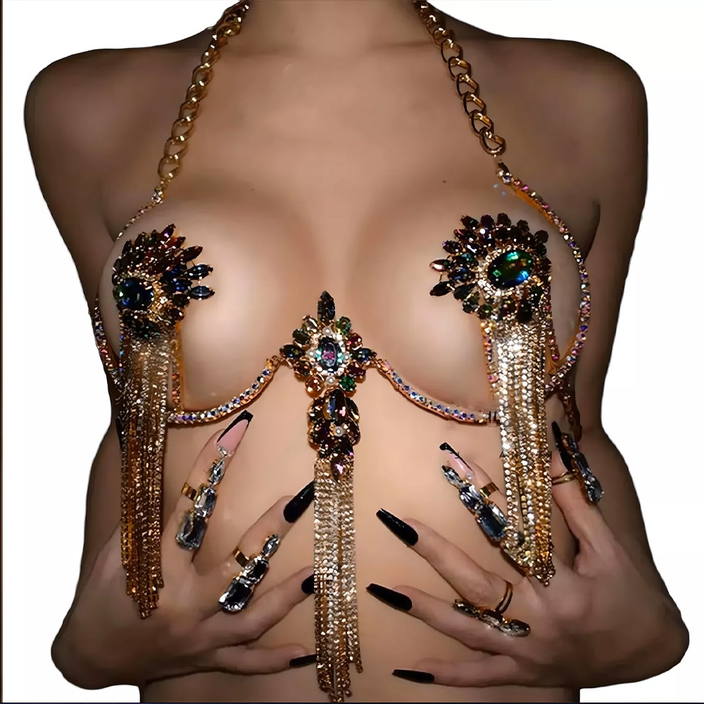 Seksowny frędzel kolorowy krys – Body Jewelry Nipple Chain recenzja i cena
