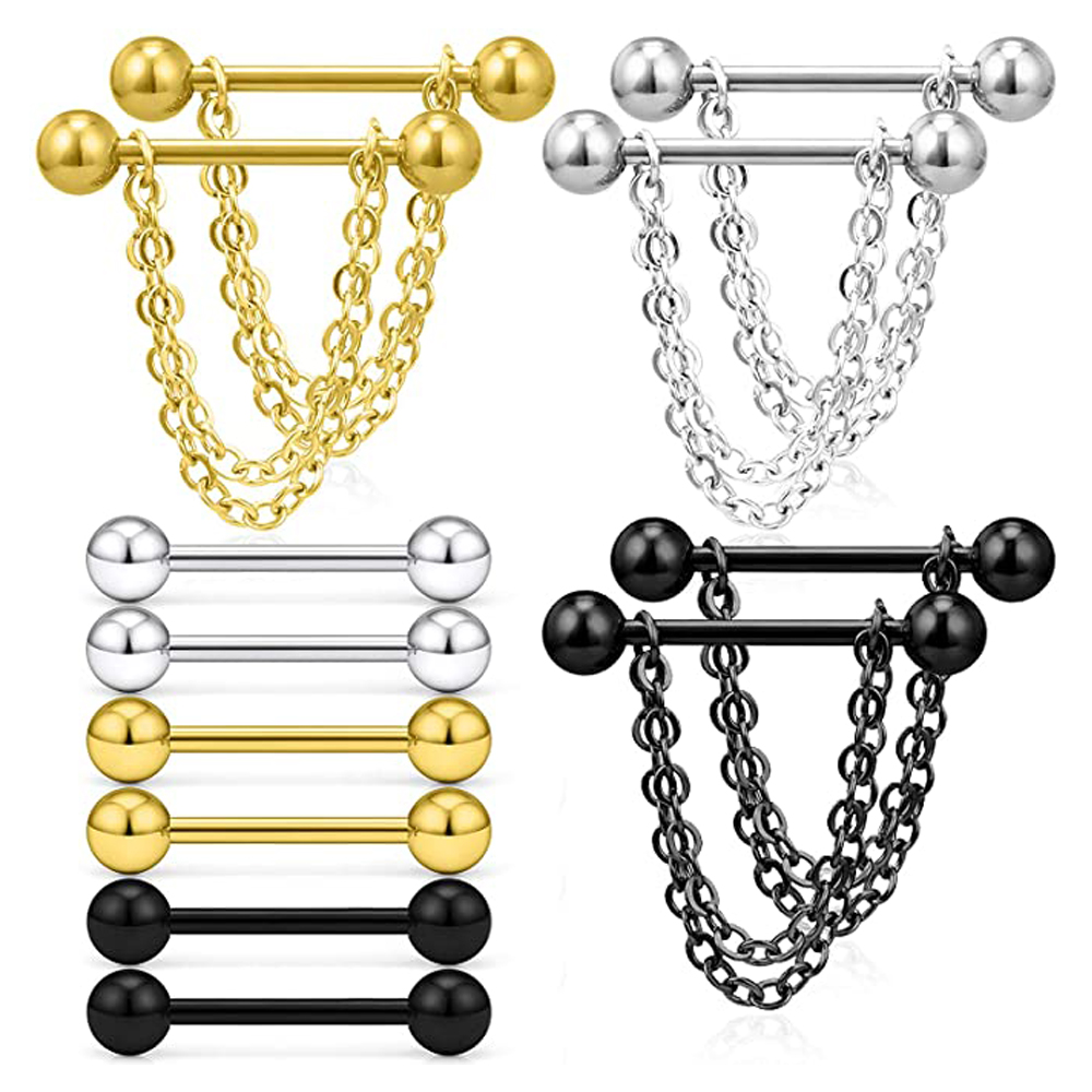 6 Pairs pierścienie na sutki 1 – Body Jewelry Nipple Chain recenzja i cena